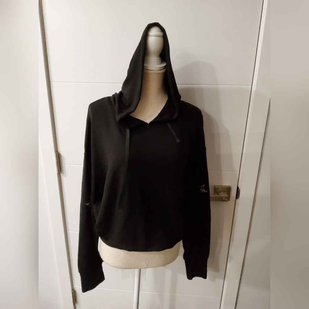 Ramy Brook Black Hoodie Star Accent Size L